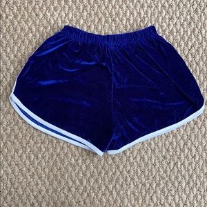 blue velvet shorts